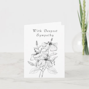 hibiscus  drawing  Thinking Of You Sympathy Card