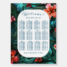 Hibiscus Dream Tropical Wedding Seating Board