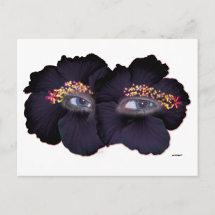 Hibiscus Eyes - Black/Purple Postcard