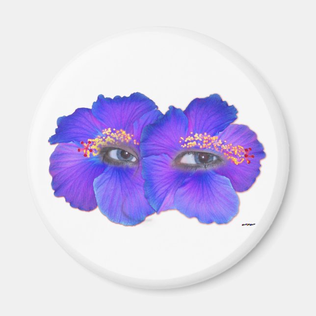 Hibiscus Eyes - Blue Magnet (Front)