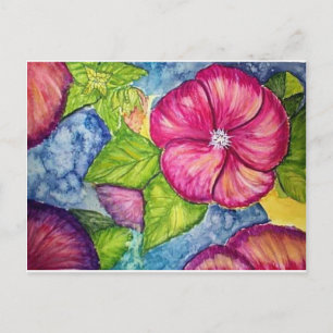 Hibiscus Fantasy Watercolor Postcard