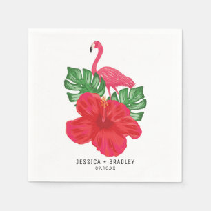 Hibiscus & Flamingo Tropical Wedding Paper Napkins