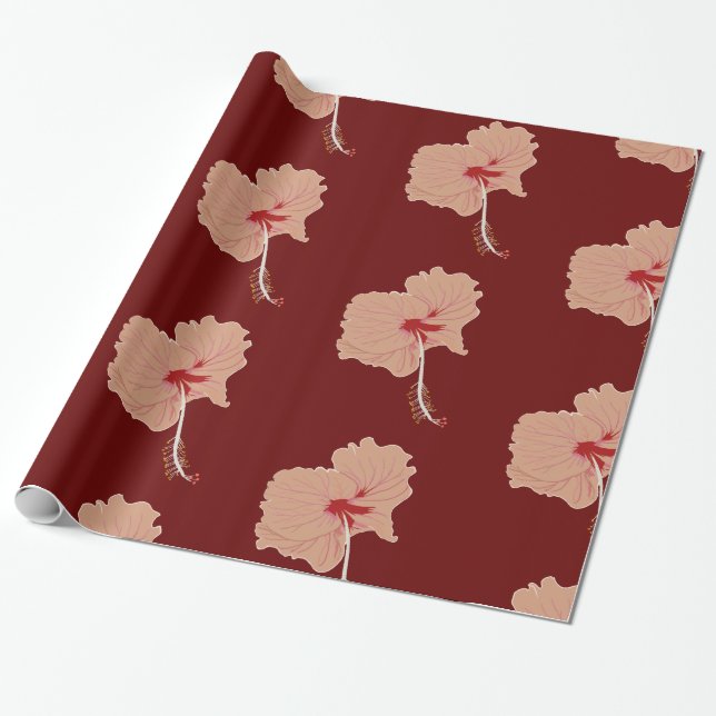 Hibiscus Floral Art Special Wrapping Paper (Unrolled)