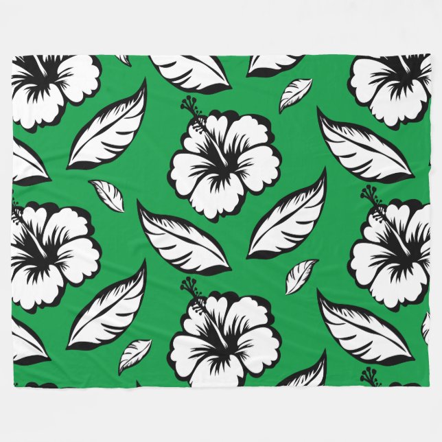 Hibiscus Floral  Fleece Blanket (Front (Horizontal))