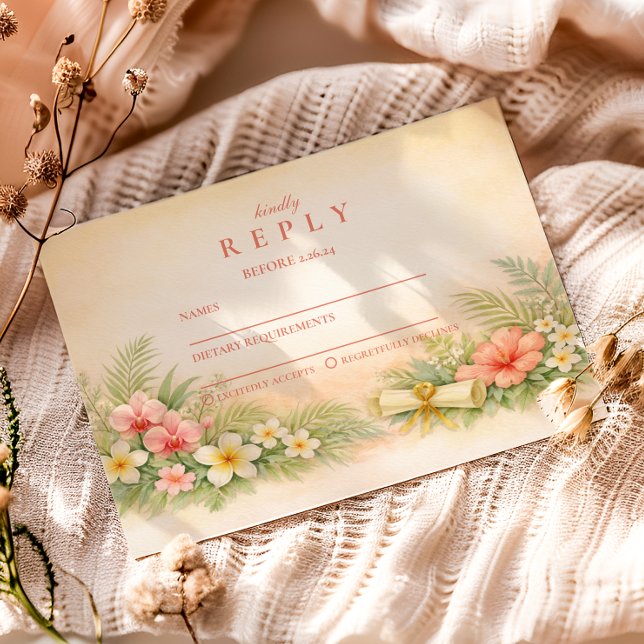 Hibiscus Floral Graduation Party RSVP Card (Creator Uploaded)