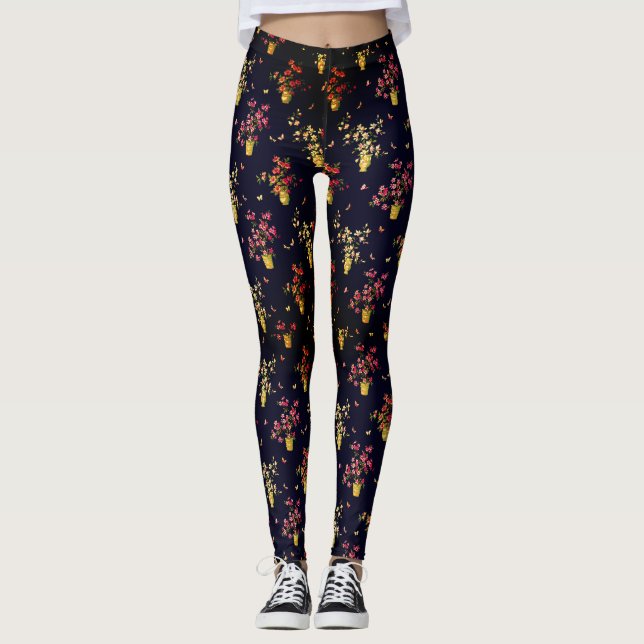 Hibiscus Floral on Display Leggings (Front)