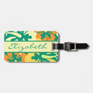 Hibiscus Floral Personalise and Address Luggage Tag