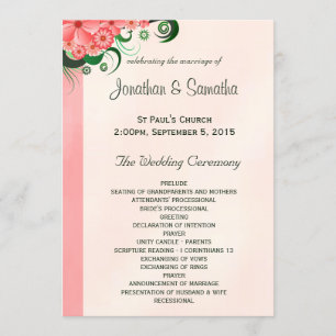 Hibiscus Floral Pink Wedding Program Templates