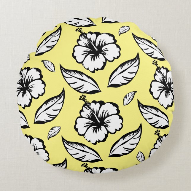 Hibiscus Floral  Round Cushion (Front)