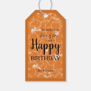Hibiscus Floral Sketch Orange Gift Tags