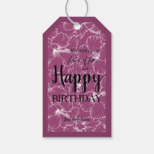 Hibiscus Floral Sketch Raspberry Gift Tags