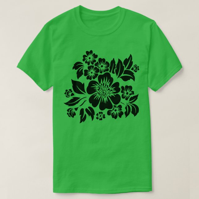 Hibiscus Floral Summer CutOut StencilStyle TShirt (Design Front)