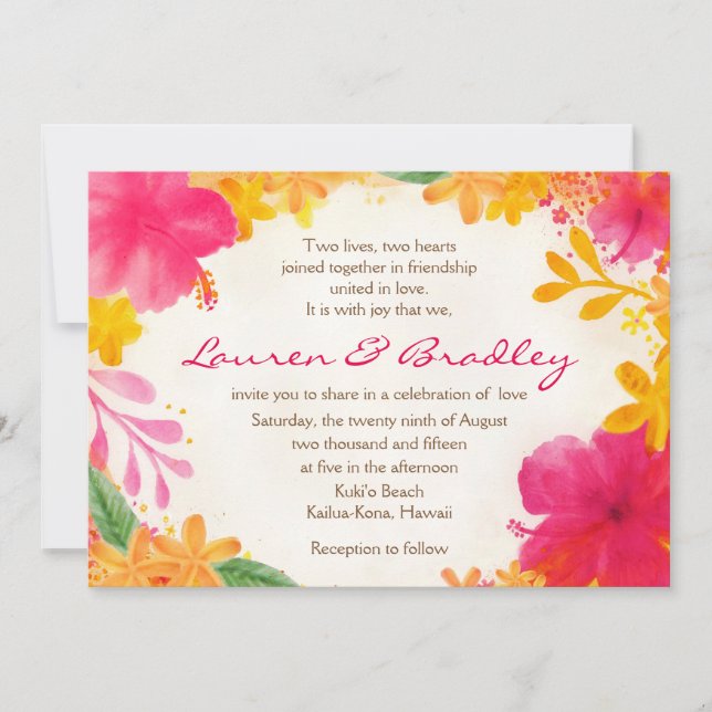 Hibiscus Floral Wedding Invitation (Front)