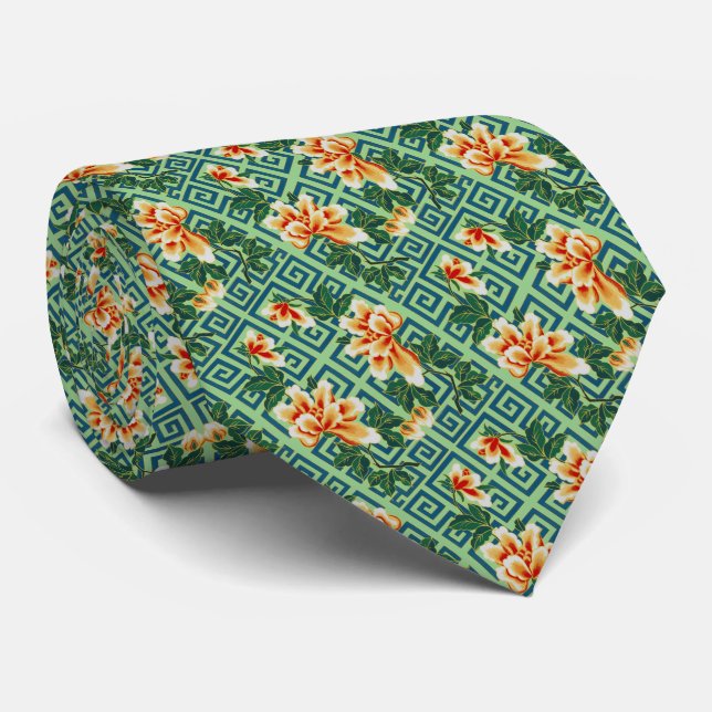Hibiscus Flower Art Tie (Rolled)