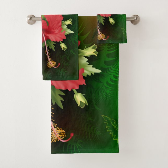 Hibiscus Flower Bath Towel Set (Insitu)
