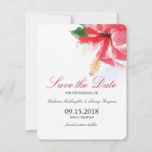Hibiscus Flower Breeze Watercolor Save the Date