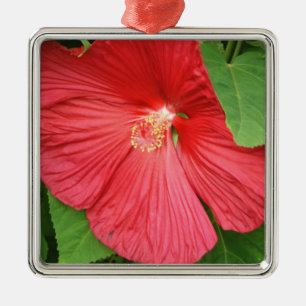 Hibiscus Flower Bright Magenta Floral Metal Tree Decoration