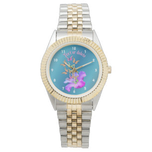 Hibiscus Flower Colourful Butterflies Personalised Watch