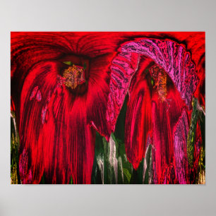 Hibiscus Flower Fantasy Floral Art Abstract  Poster