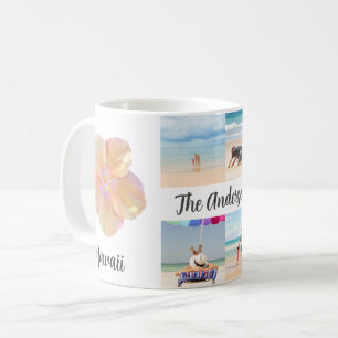 Hibiscus Flower Hawaii 4 Photo Family Trip/Year Coffee Mug