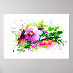 Hibiscus Flower, Hibiscus Flower, Watercolor Poster