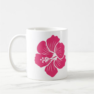 Hibiscus Flower Hot Pink Outline Drawing Coffee Mug
