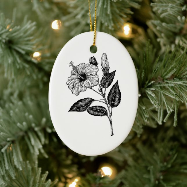 Hibiscus flower III Ceramic Tree Decoration (Tree)