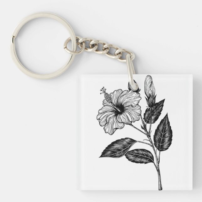 Hibiscus flower III Key Ring (Front)