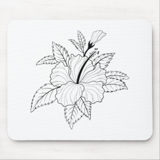 Hibiscus Flower Illustration Mouse Mat