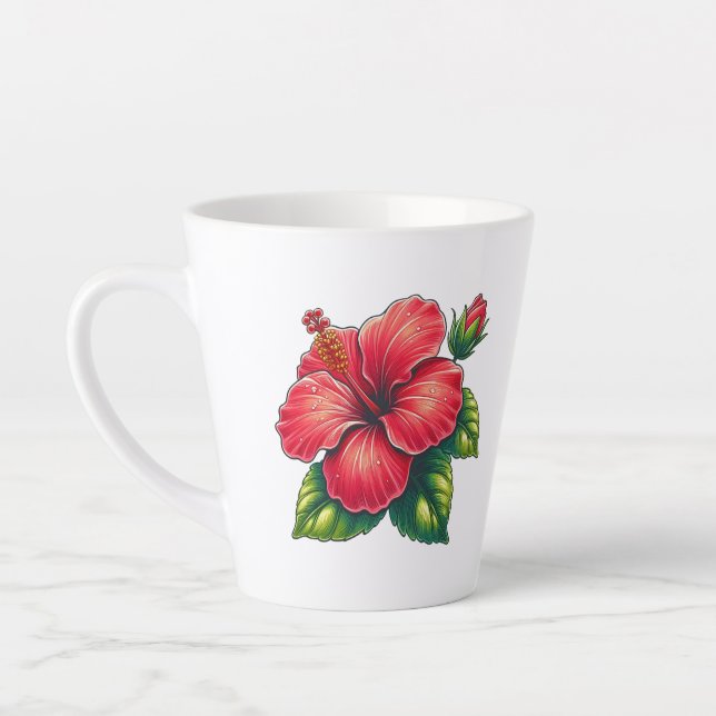 Hibiscus flower latte mug (Left)