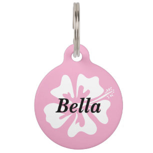 Hibiscus flower logo pet tag for collar belt
