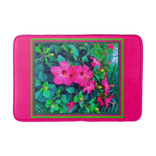 Hibiscus Flower Love Bath Mat (Front)