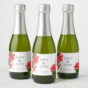 Hibiscus flower Mini Sparkling Wine Bottle Labels