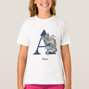Hibiscus Flower Monogram Initial A Personalised T-Shirt