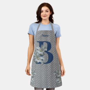 Hibiscus Flower Monogram Initial B Name   Apron