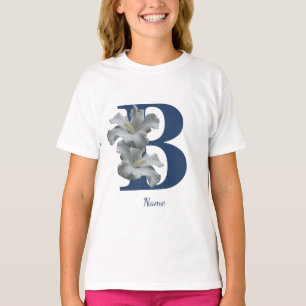 Hibiscus Flower Monogram Initial B Personalised T-Shirt