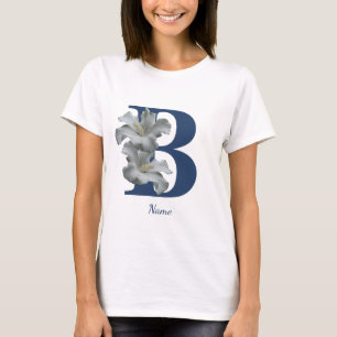 Hibiscus Flower Monogram Initial B Personalised T-Shirt