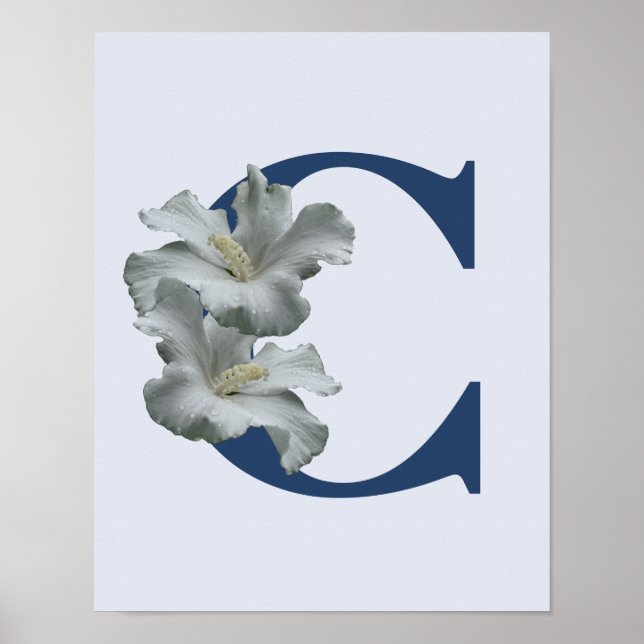 Hibiscus Flower Monogram Initial C Poster (Front)