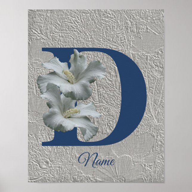 Hibiscus Flower Monogram Initial D Your Name Poster (Front)