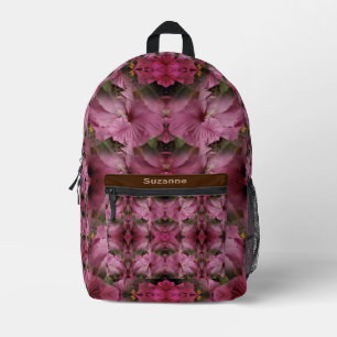 Hibiscus Flower Multiplied Vintage Personalised Printed Backpack