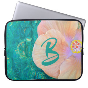 Hibiscus flower on turquoise water 15" laptop sleeve