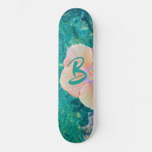 Hibiscus flower on turquoise water 8.5" skateboard