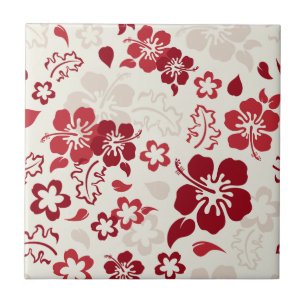 Hibiscus Flower Pattern Ceramic Tile
