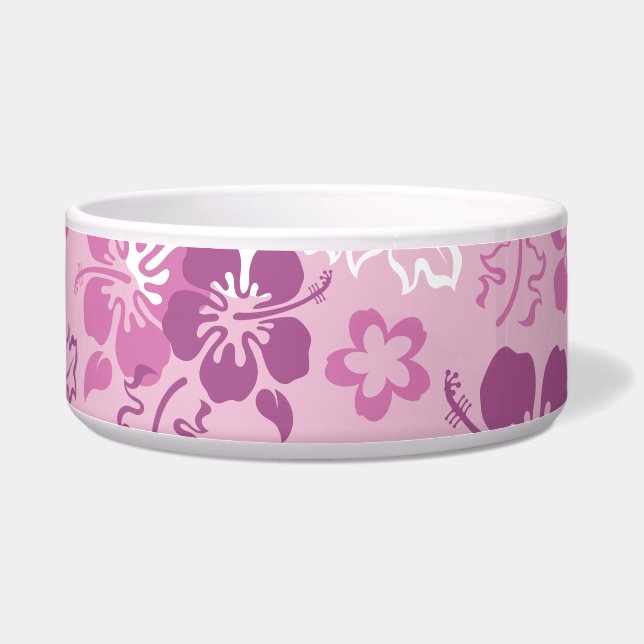 Hibiscus Flower Pattern Dog Pet Bowl (Left)