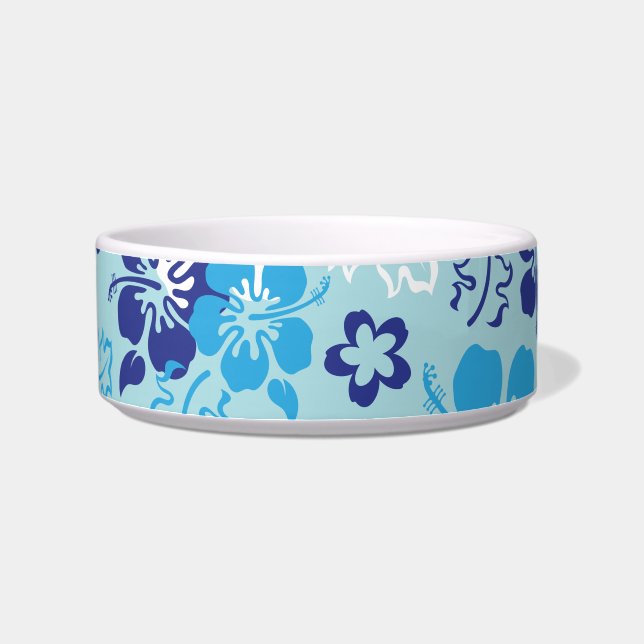 Hibiscus Flower Pattern Dog Pet Bowl (Left)