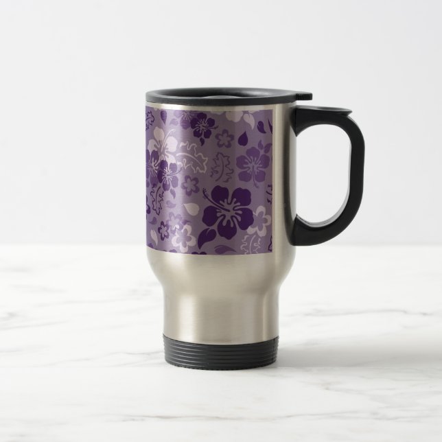 Hibiscus Flower Pattern Stainless Steel Travel Mug (Right)