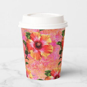 Hibiscus Flower Pink Fresco HAMbyWG Paper Cups