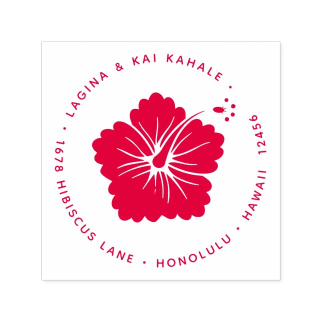 Hibiscus Flower Return Address Hawaii Tropical Self-inking Stamp (Design)
