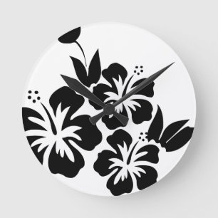 Hibiscus flower round clock