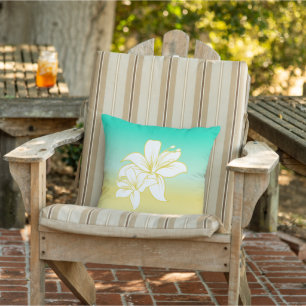 Hibiscus Flower Sand and Sea Colour Ombre Cushion
